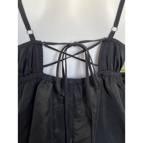 Wild Fable Black Mini Baby Doll Dress Women’s Size S Adjustable Straps Bow Back - Picture 3 of 6
